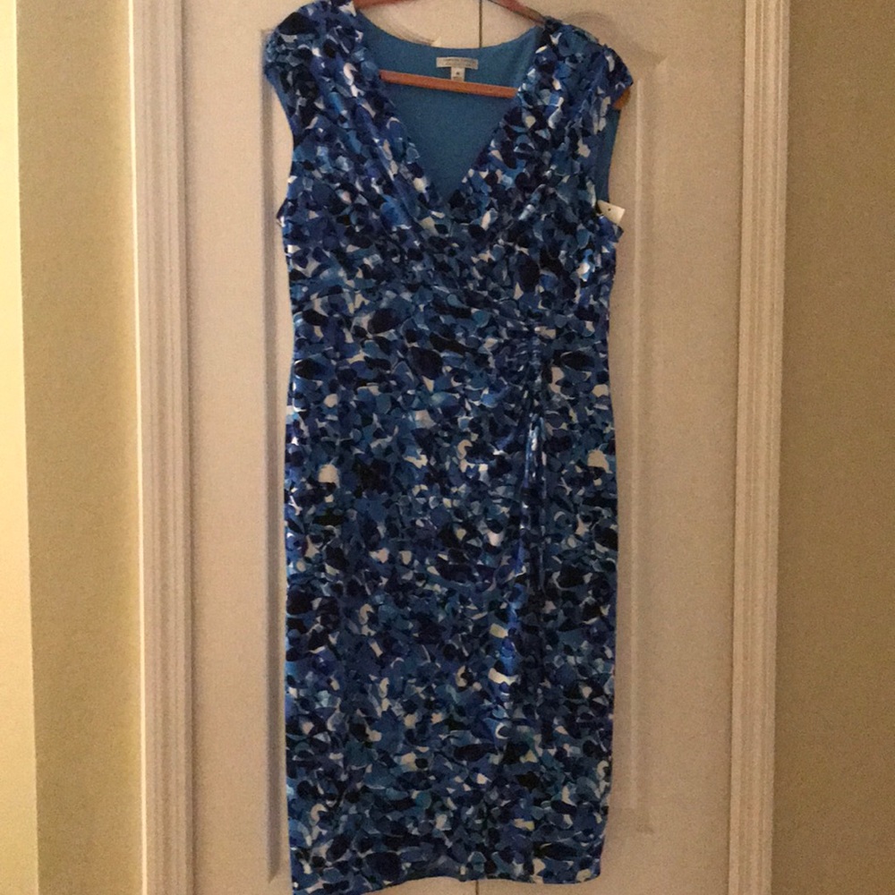 Blue multi print dress